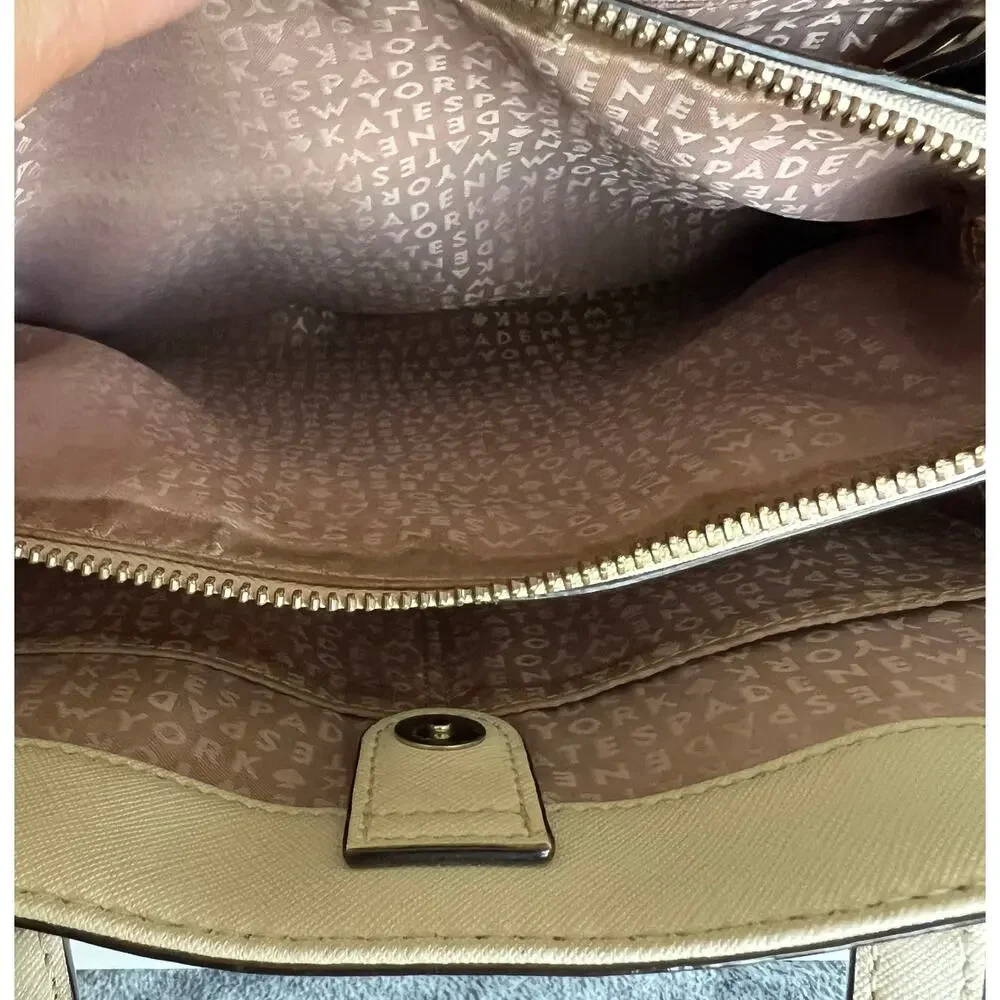 Kate Spade Saffiano Cream Leather Evangelie Laurel Way Satchel Crossbody Handbag